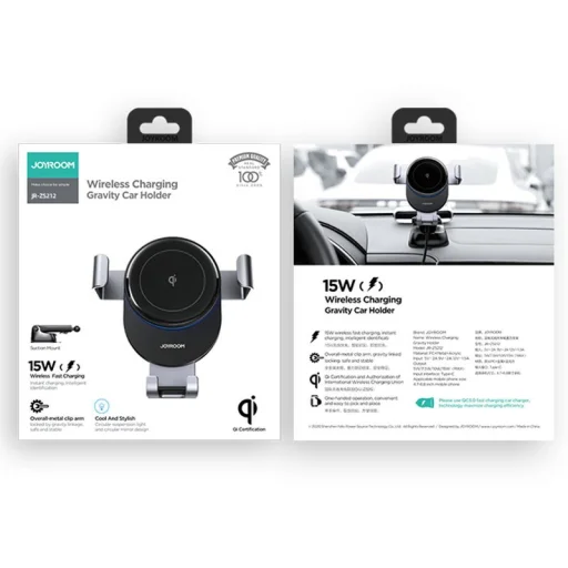 JOYROOM JR-ZS212 Gravity autós telefontartó műszerfalra helyezhető vezeték nélküli Qi töltéssel 15W sötétszürke - 2