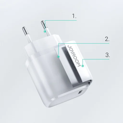 Joyroom Hálózati töltő adapter USB Type-C 20W PD QC 3.0 AFC SCP fehér (NRT-DY139E) - 11