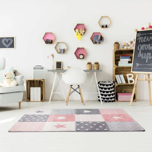 Szív és Csillag  mintás 3D hatású gyerekszőnyeg 120x170 cm - 1