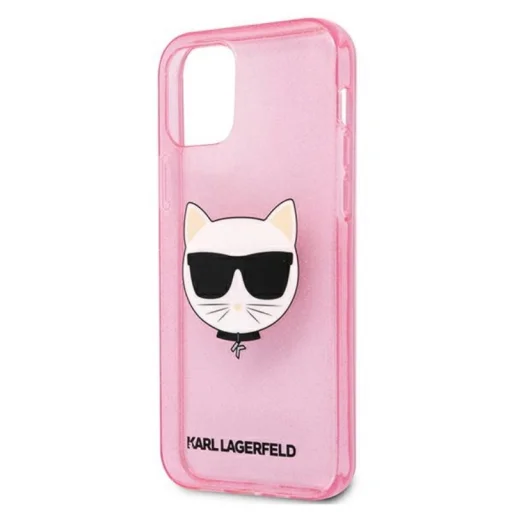 iPhone 12 / iPhone 12 Pro Karl Lagerfeld KLHCP12MCHTUGLP Choupette Head Glitter tok rózsaszín - 6
