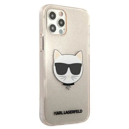 iPhone 12 / iPhone 12 Pro Karl Lagerfeld Choupette Head Glitter tok (arany) - 6