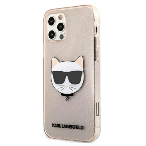 iPhone 12 / iPhone 12 Pro Karl Lagerfeld Choupette Head Glitter tok (arany) - 8