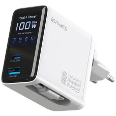 4smarts GaN Flex Screen AI 100W 2xUSB-C + USB-A sieťový nabíjací adaptér biely