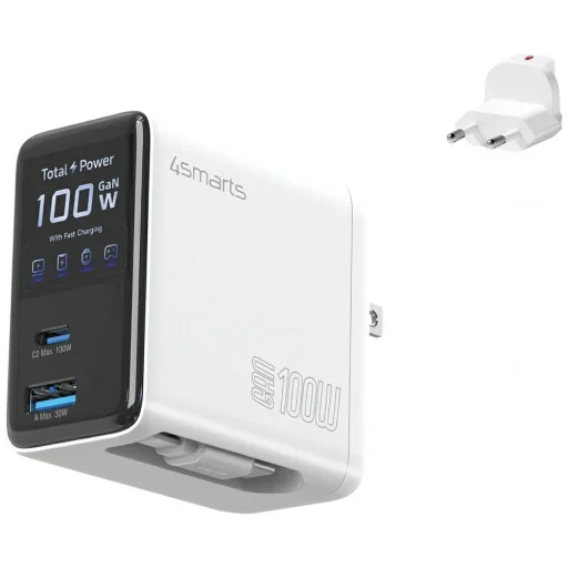 4smarts GaN Flex Screen AI 100W 2xUSB-C + USB-A sieťový nabíjací adaptér biely - 2