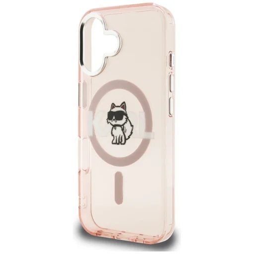 iPhone 16 Karl Lagerfeld IML Choupette Sketch Logo MagSafe rózsaszín tok - 6