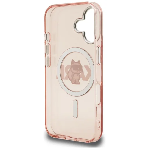 iPhone 16 Karl Lagerfeld IML Choupette Sketch Logo MagSafe rózsaszín tok - 7