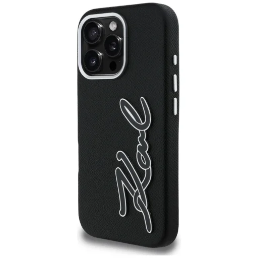 iPhone 16 Pro Max Karl Lagerfeld FW Grained Signature Logo fekete tok - 2