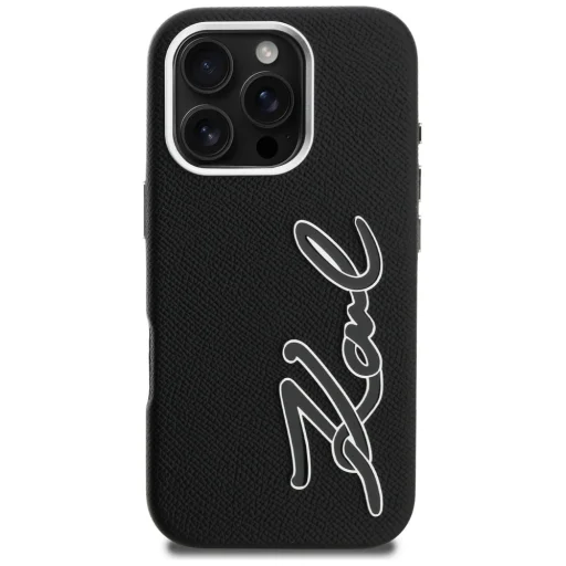 iPhone 16 Pro Max Karl Lagerfeld FW Grained Signature Logo fekete tok - 3
