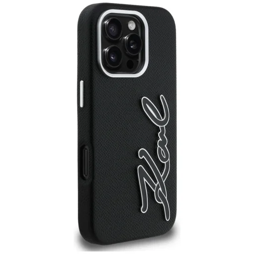 iPhone 16 Pro Max Karl Lagerfeld FW Grained Signature Logo fekete tok - 4