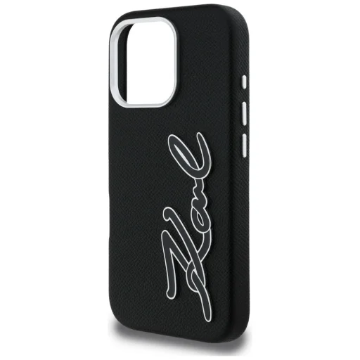 iPhone 16 Pro Max Karl Lagerfeld FW Grained Signature Logo fekete tok - 6