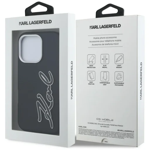 iPhone 16 Pro Max Karl Lagerfeld FW Grained Signature Logo fekete tok - 8