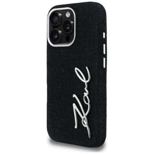 iPhone 16 Pro Karl Lagerfeld FW Jeans Signature Logo fekete tok - 2