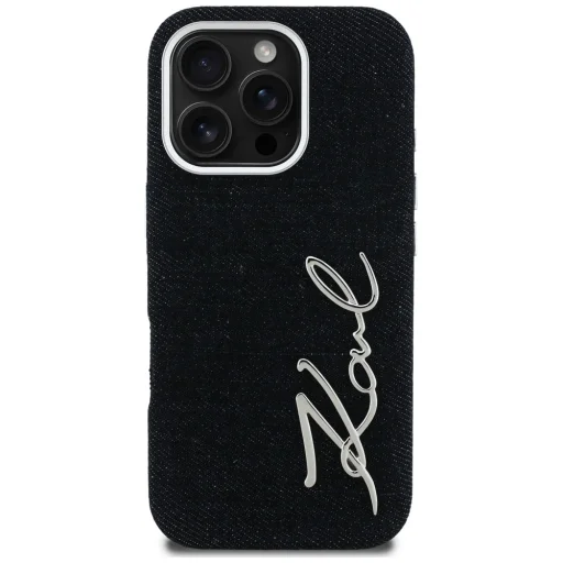 iPhone 16 Pro Karl Lagerfeld FW Jeans Signature Logo fekete tok - 3