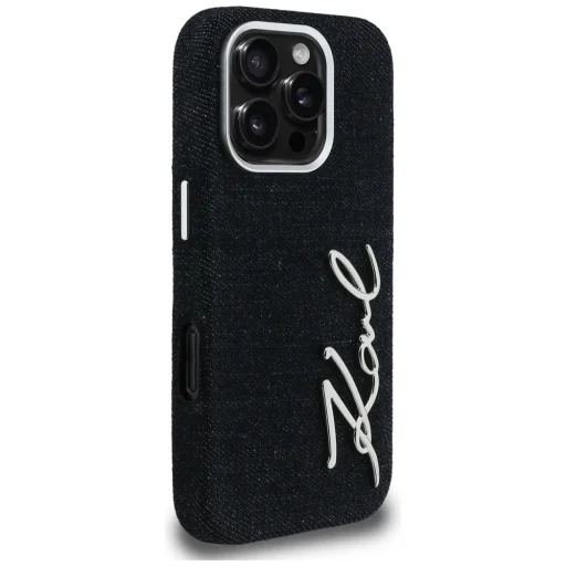 iPhone 16 Pro Karl Lagerfeld FW Jeans Signature Logo fekete tok - 4