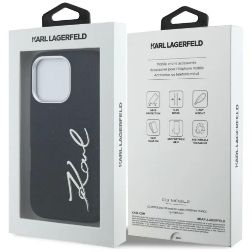 iPhone 16 Pro Karl Lagerfeld FW Jeans Signature Logo fekete tok - 8