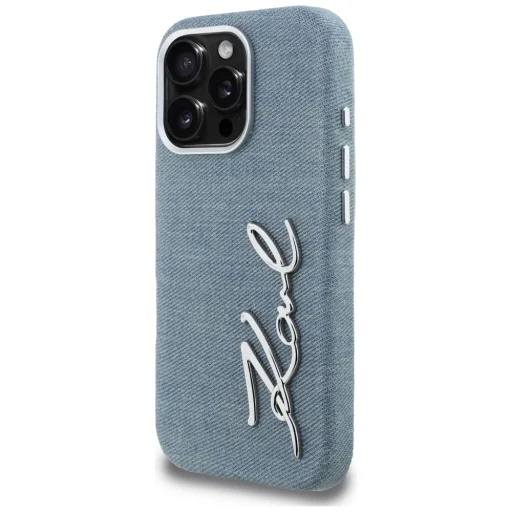 iPhone 16 Pro Max Karl Lagerfeld Signature Denim Logo kék tok - 2