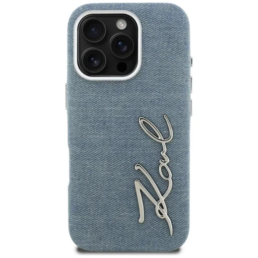 iPhone 16 Pro Max Karl Lagerfeld Signature Denim Logo kék tok - 3