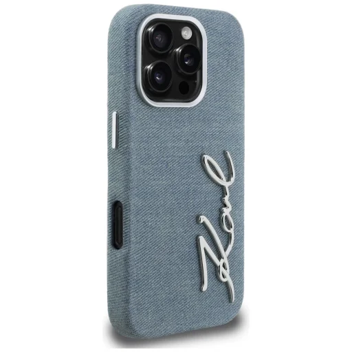 iPhone 16 Pro Max Karl Lagerfeld Signature Denim Logo kék tok - 4