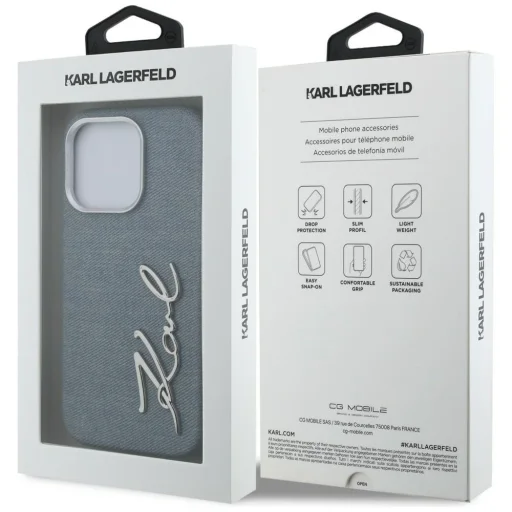 iPhone 16 Pro Max Karl Lagerfeld Signature Denim Logo kék tok - 8