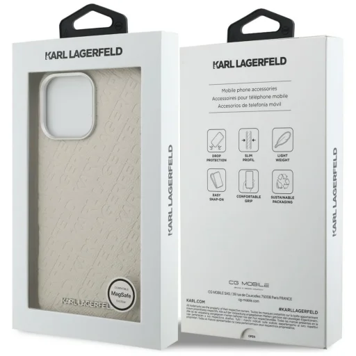iPhone 16 Pro Karl Lagerfeld FW Stamped Karl MagSafe bézs tok - 8