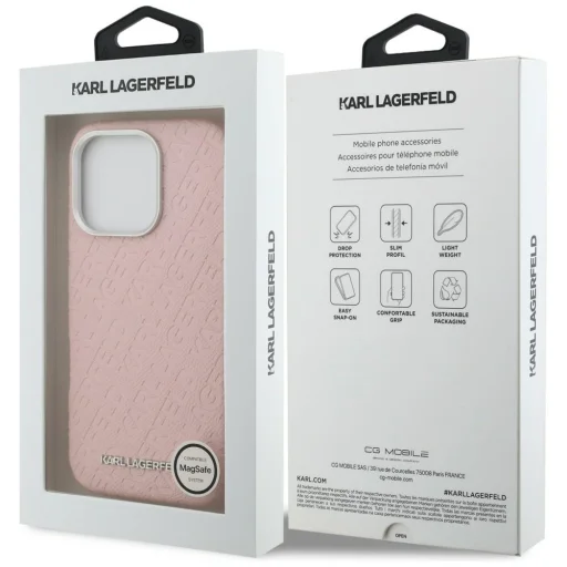 iPhone 16 Pro Max Karl Lagerfeld FW Stamped Karl MagSafe rózsaszín tok - 8