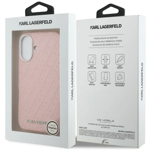 iPhone 16 Karl Lagerfeld FW Stamped Karl MagSafe ružový kryt - 8