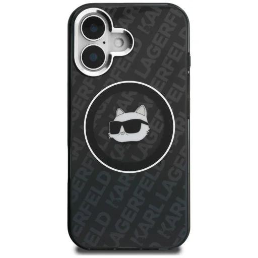 iPhone 16 Karl Lagerfeld IML Choupette Head Logo MagSafe čierny kryt - 3
