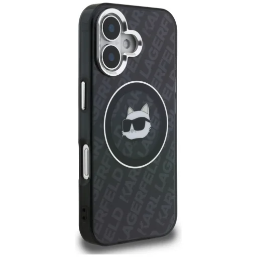 iPhone 16 Karl Lagerfeld IML Choupette Head Logo MagSafe čierny kryt - 4