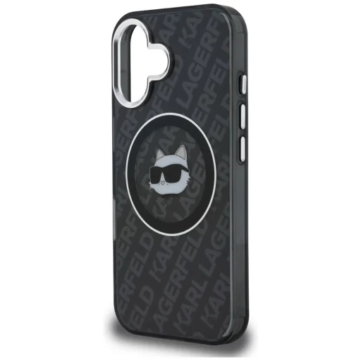 iPhone 16 Karl Lagerfeld IML Choupette Head Logo MagSafe čierny kryt - 6