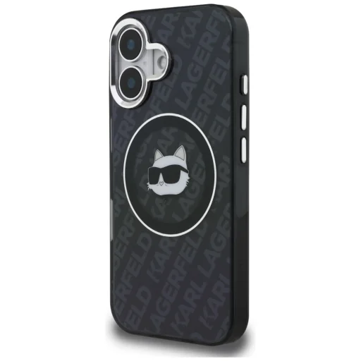 iPhone 16 Karl Lagerfeld IML Choupette Head Logo MagSafe čierny kryt - 2