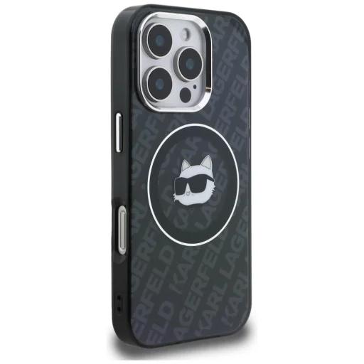 iPhone 16 Pro Karl Lagerfeld IML Choupette Head Logo MagSafe čierne puzdro - 4