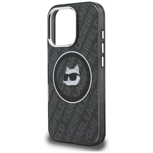 iPhone 16 Pro Karl Lagerfeld IML Choupette Head Logo MagSafe čierne puzdro - 6