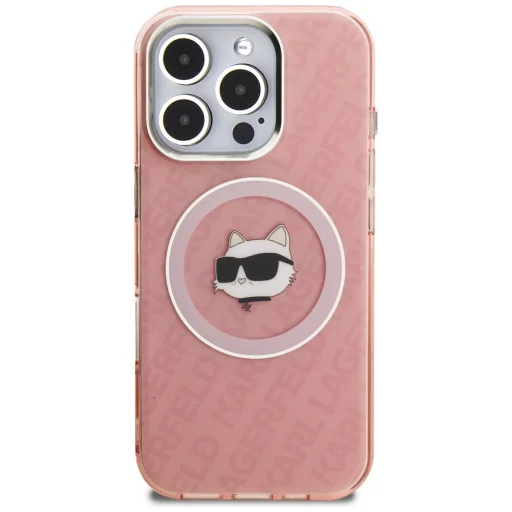 iPhone 16 Pro Max Karl Lagerfeld IML Choupette Head Logo MagSafe ružový kryt - 3