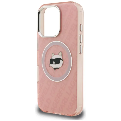iPhone 16 Pro Max Karl Lagerfeld IML Choupette Head Logo MagSafe ružový kryt - 6
