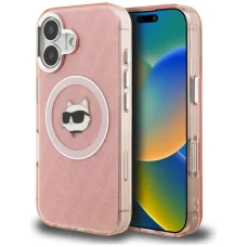 iPhone 16 Pro Karl Lagerfeld IML Choupette Head Logo MagSafe ružový kryt