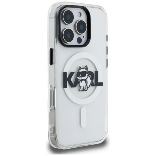 iPhone 16 Pro Karl Lagerfeld IML Choupette Sketch Logo MagSafe priehľadný kryt - 4