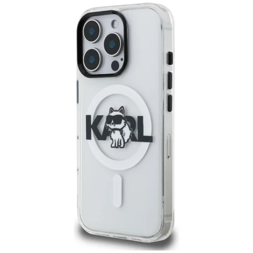 iPhone 16 Pro Karl Lagerfeld IML Choupette Sketch Logo MagSafe priehľadný kryt - 2