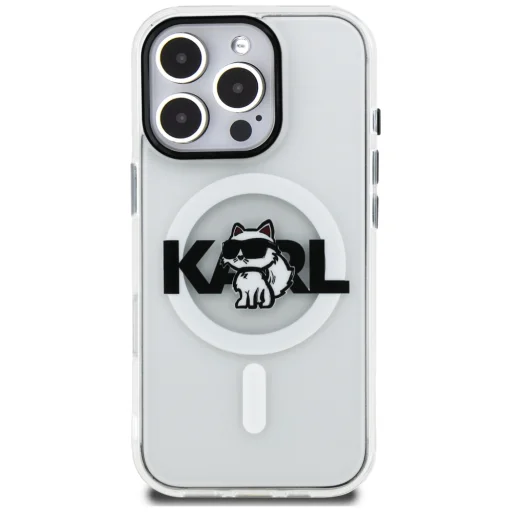 iPhone 16 Pro Karl Lagerfeld IML Choupette Sketch Logo MagSafe priehľadný kryt - 3