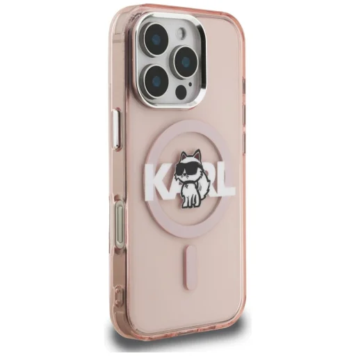 iPhone 16 Pro Max Karl Lagerfeld IML Choupette Sketch Logo MagSafe ružový kryt - 4