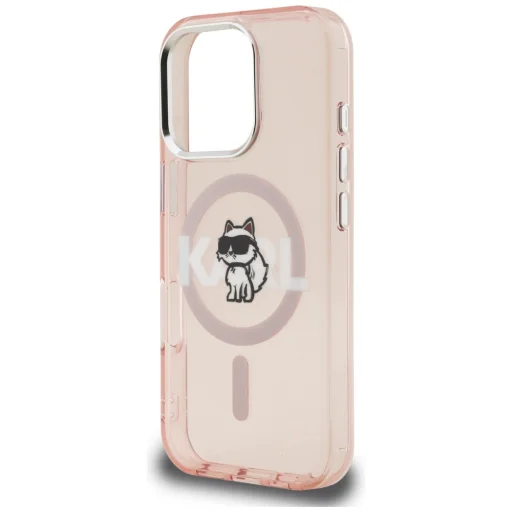 iPhone 16 Pro Max Karl Lagerfeld IML Choupette Sketch Logo MagSafe ružový kryt - 6