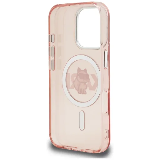 iPhone 16 Pro Max Karl Lagerfeld IML Choupette Sketch Logo MagSafe ružový kryt - 7