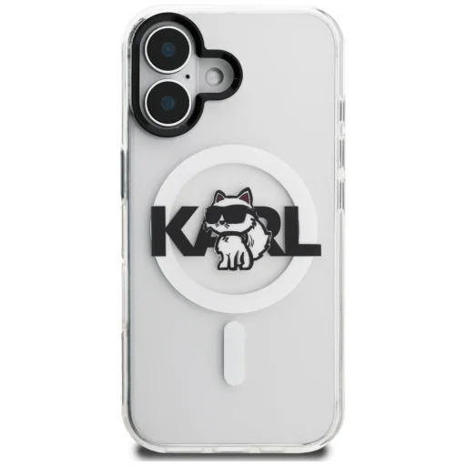 iPhone 16 Karl Lagerfeld IML Choupette Sketch Logo MagSafe priehľadný kryt - 3