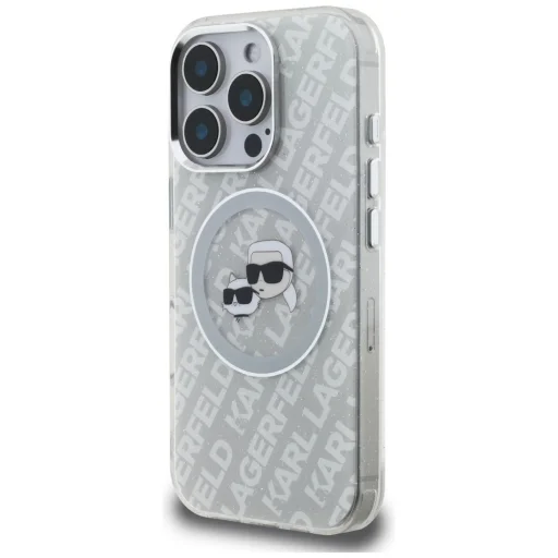 iPhone 16 Pro Max Karl Lagerfeld IML Glitter Karl & Choupette Heads Logo MagSafe szürke tok - 2