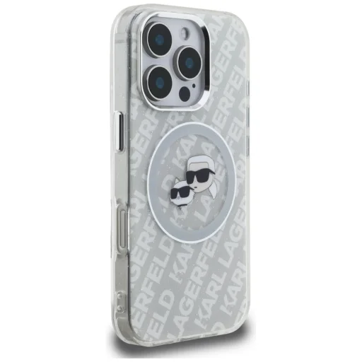 iPhone 16 Pro Max Karl Lagerfeld IML Glitter Karl & Choupette Heads Logo MagSafe szürke tok - 4