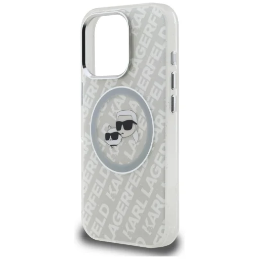 iPhone 16 Pro Max Karl Lagerfeld IML Glitter Karl & Choupette Heads Logo MagSafe szürke tok - 6