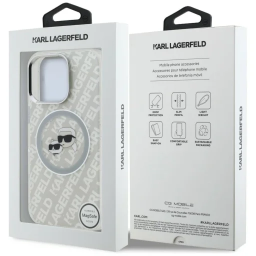 iPhone 16 Pro Max Karl Lagerfeld IML Glitter Karl & Choupette Heads Logo MagSafe szürke tok - 8