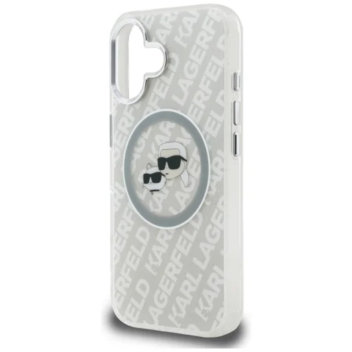 iPhone 16 Karl Lagerfeld IML Glitter Karl & Choupette Heads Logo MagSafe sivý kryt - 6