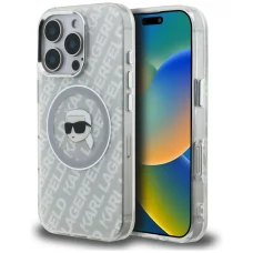 iPhone 16 Pro Karl Lagerfeld IML Karl Head Logo MagSafe sivý kryt
