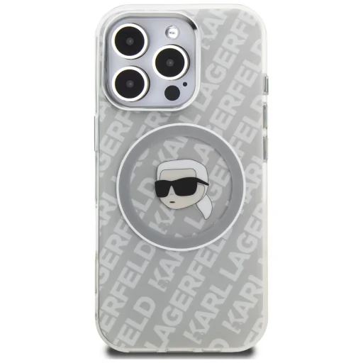 iPhone 16 Pro Karl Lagerfeld IML Karl Head Logo MagSafe sivý kryt - 3