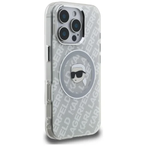 iPhone 16 Pro Karl Lagerfeld IML Karl Head Logo MagSafe sivý kryt - 4